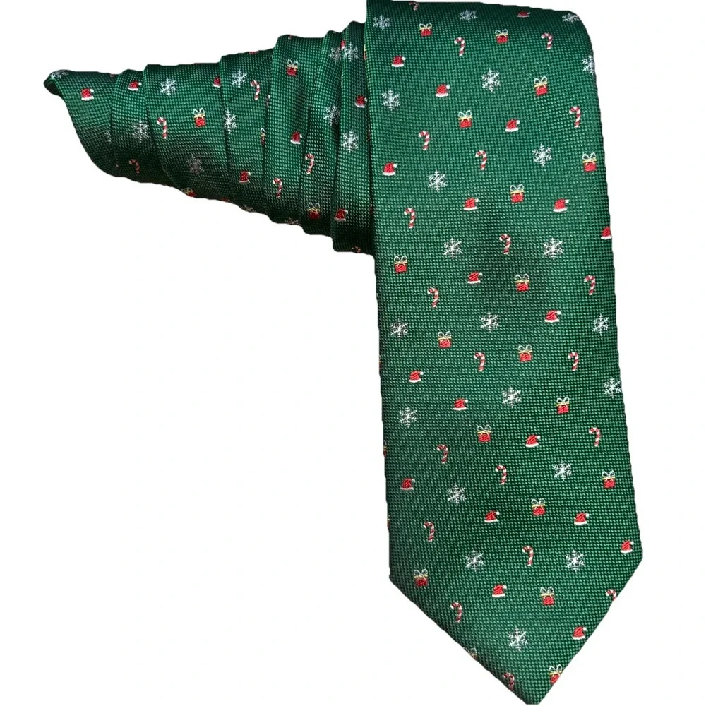 Club Room Silk Blend Christmas Tie Candy Canes Snowflakes Santa Hat Presents 59